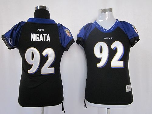 Ravens #92 Haloti Ngata Black Women's Field Flirt Stitched NFL Jersey - Click Image to Close